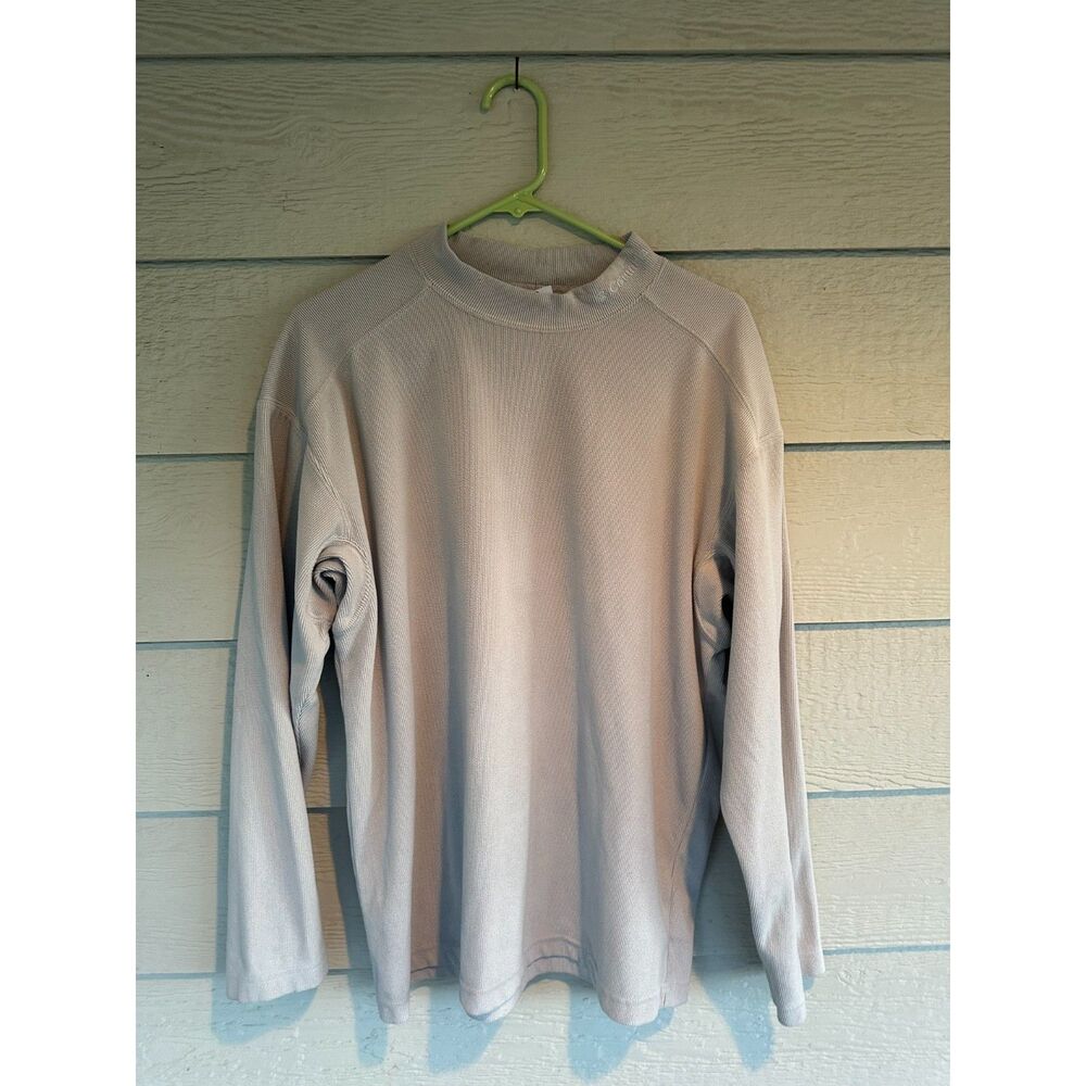Columbia Sportswear Oatmeal Beige Heavy Ribbed Mock Neck Pullover Shirt Size M